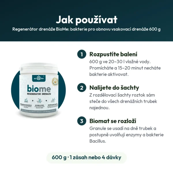 Regenerátor drenáže BioMe: bakterie pro obnovu vsakovací drenáže 600 g