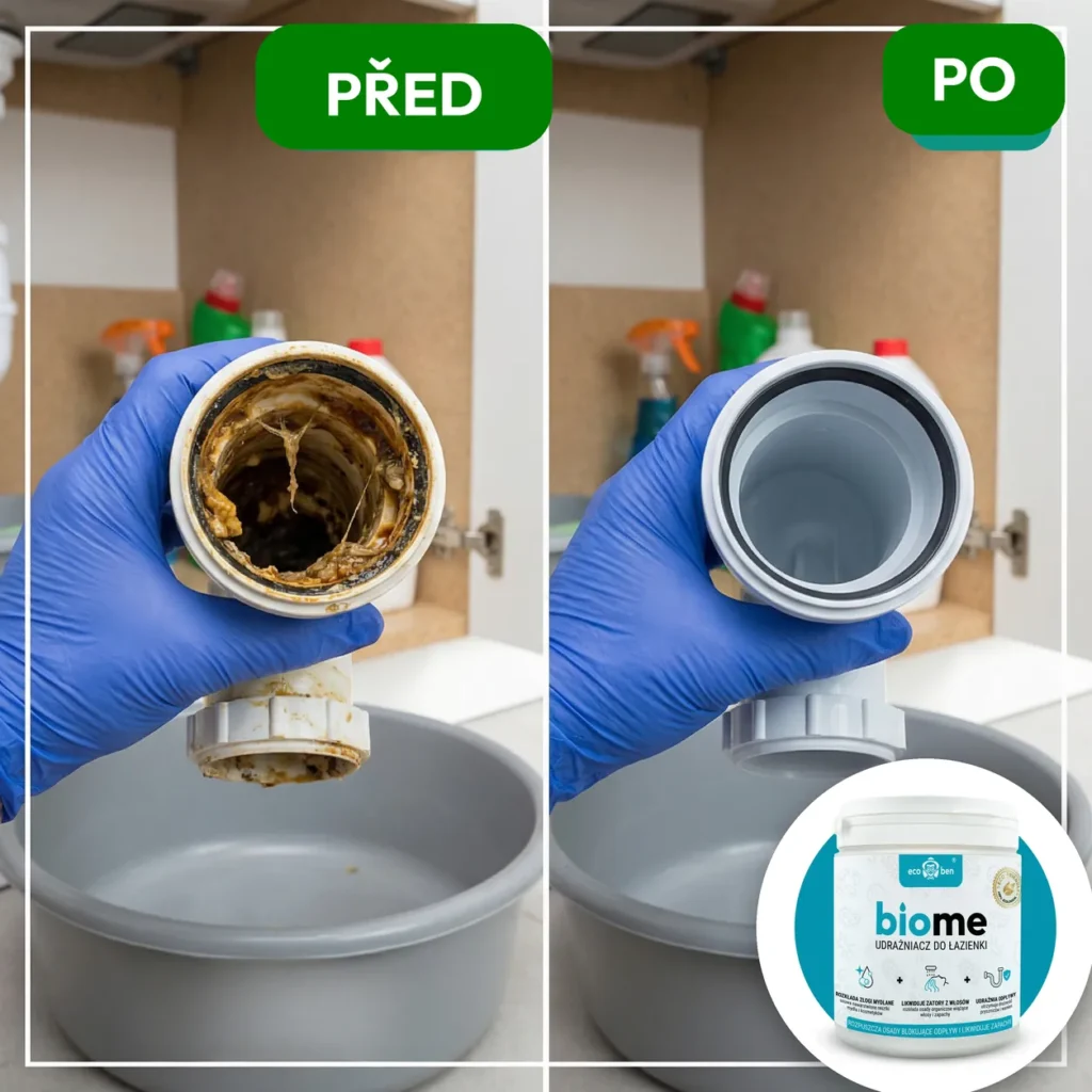Před a po: biologický čistič odpadů do koupelny BioMe 500 g